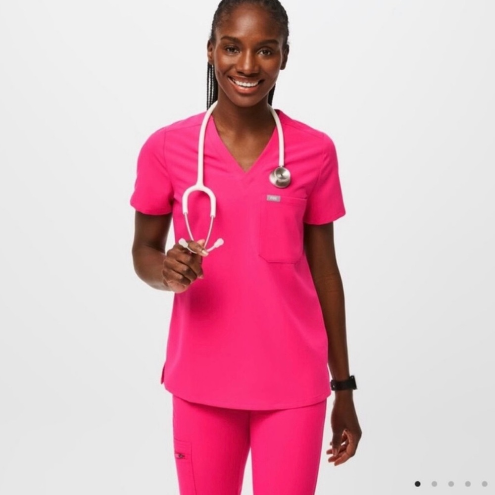 Figs Shocking Pink Scrub Set- Catarina Top, Zamora Pants